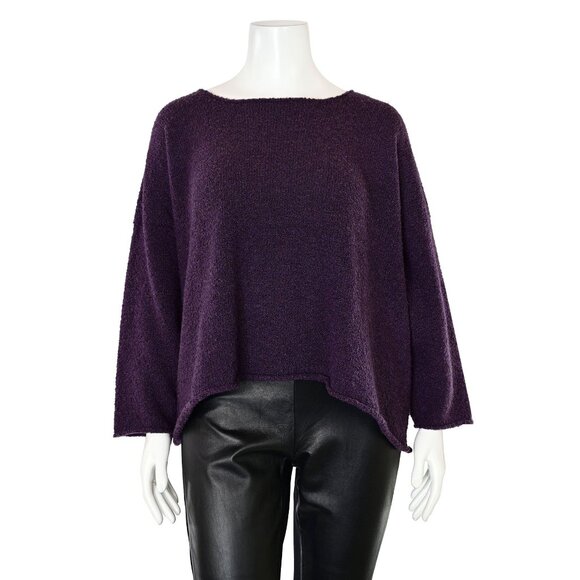 Eskandar Sweaters - Eskandar Merino Wool/Cashmere Blend Hand Loomed Sweater in Eggplant sz O/S